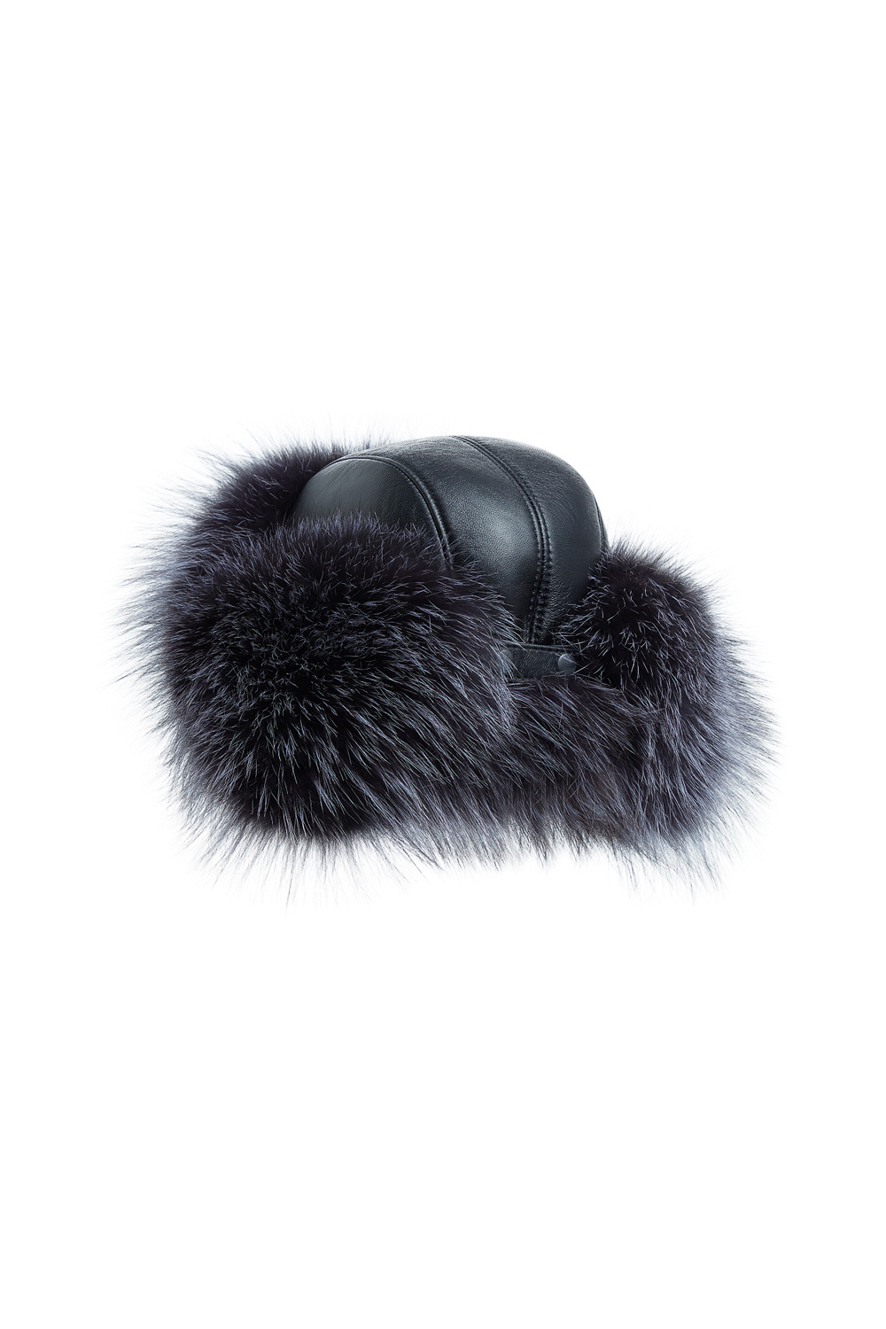 Шапка-ушанка из меха лисы POLINA FURS 785963003 Серый