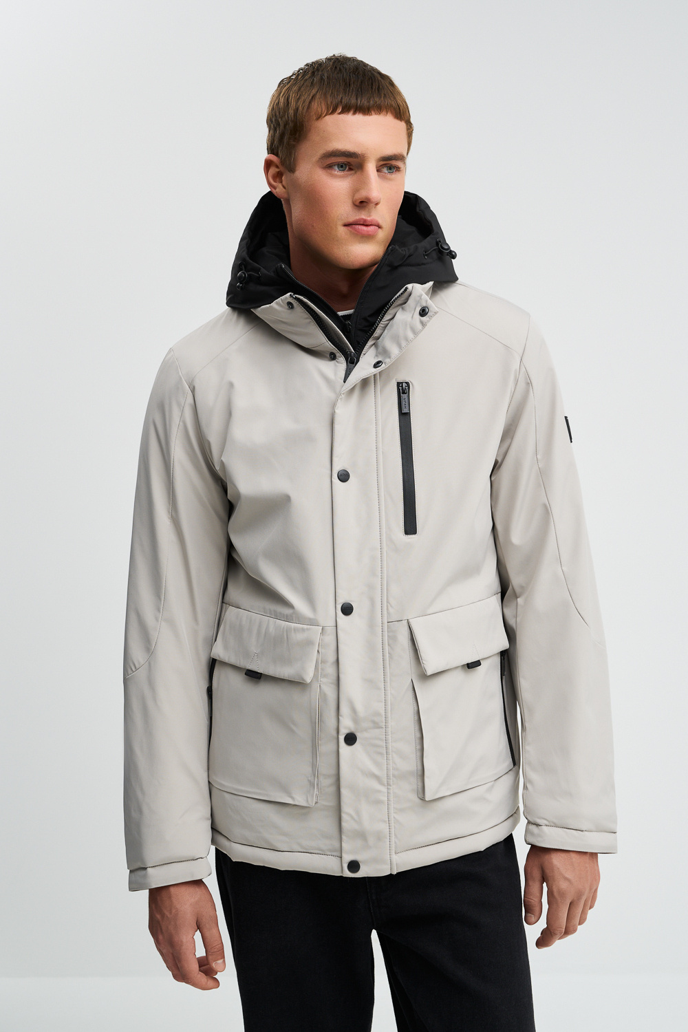 Утепленная куртка с капюшоном Urban Fashion For Men 772952003 Серый
