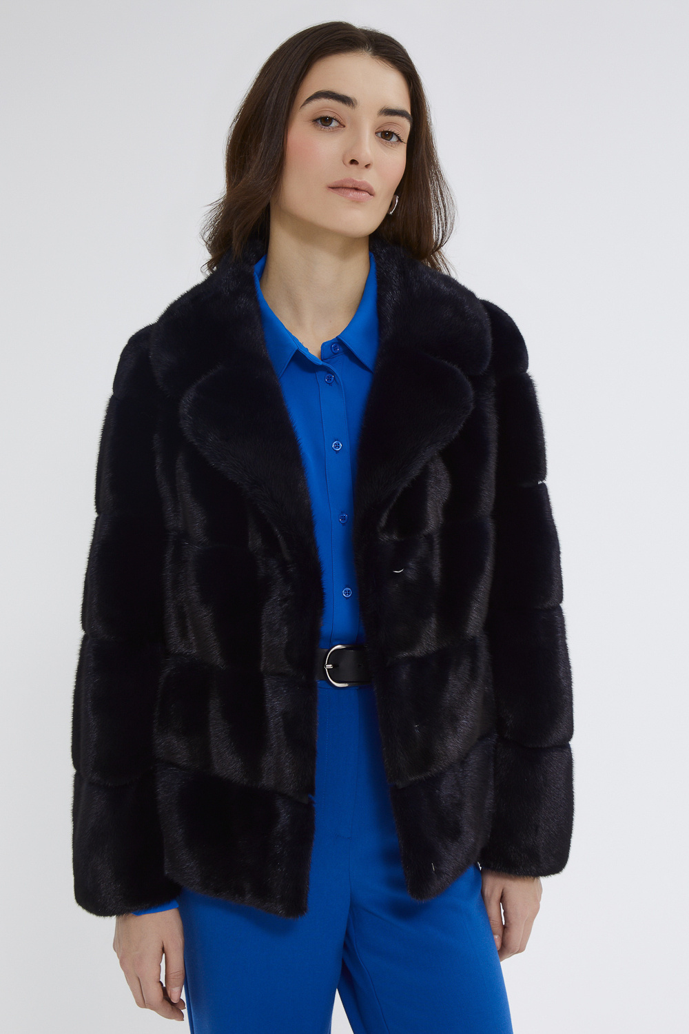 Шуба из аукционного меха норки Saga Furs Vericci 795516003 Синий