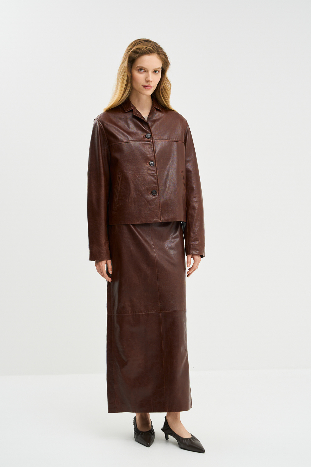 Купить Юбка-макси из натуральной кожи