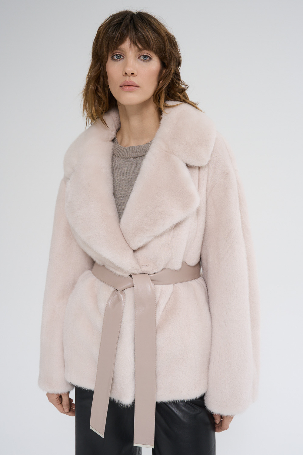 Шуба из аукционного меха норки Kopenhagen Fur Burgundy Снежная Королева 791575003 Молочный