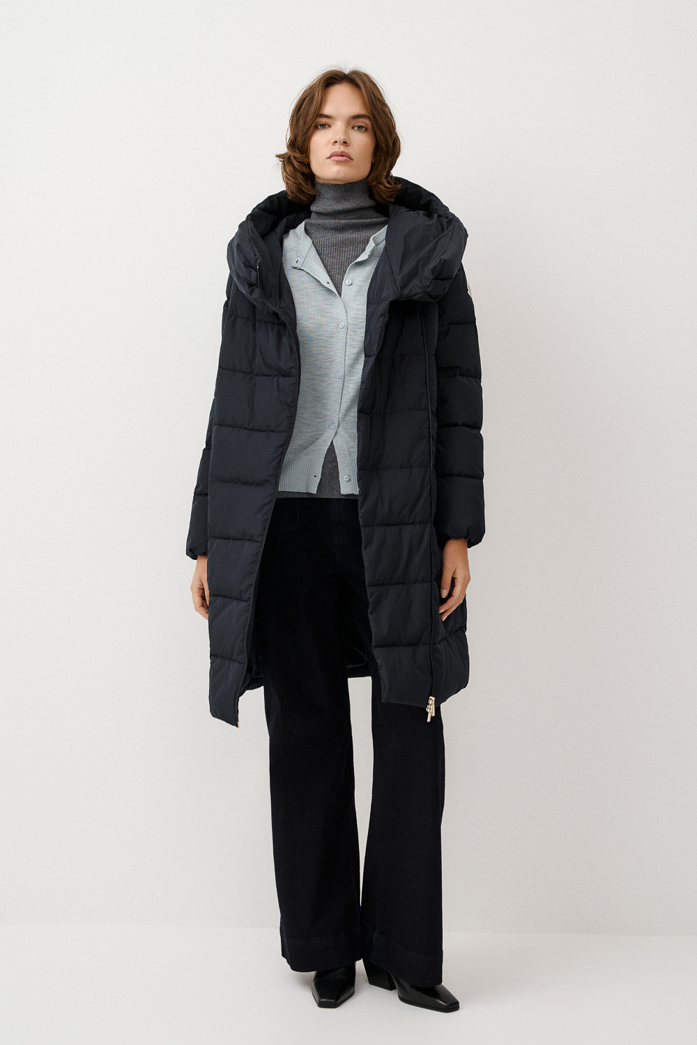Зимнее пальто с капюшоном Madzerini 838448003 Синий