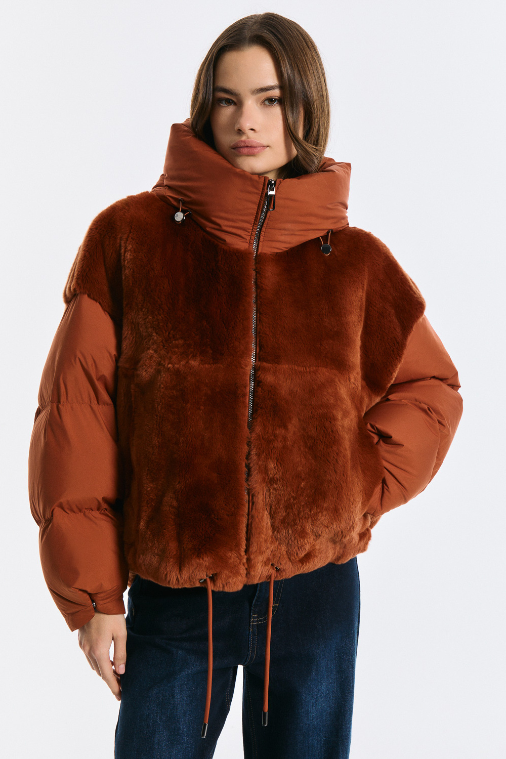 Комбинированная куртка из меха кролика Снежная королева collection 796823003 Оранжевый