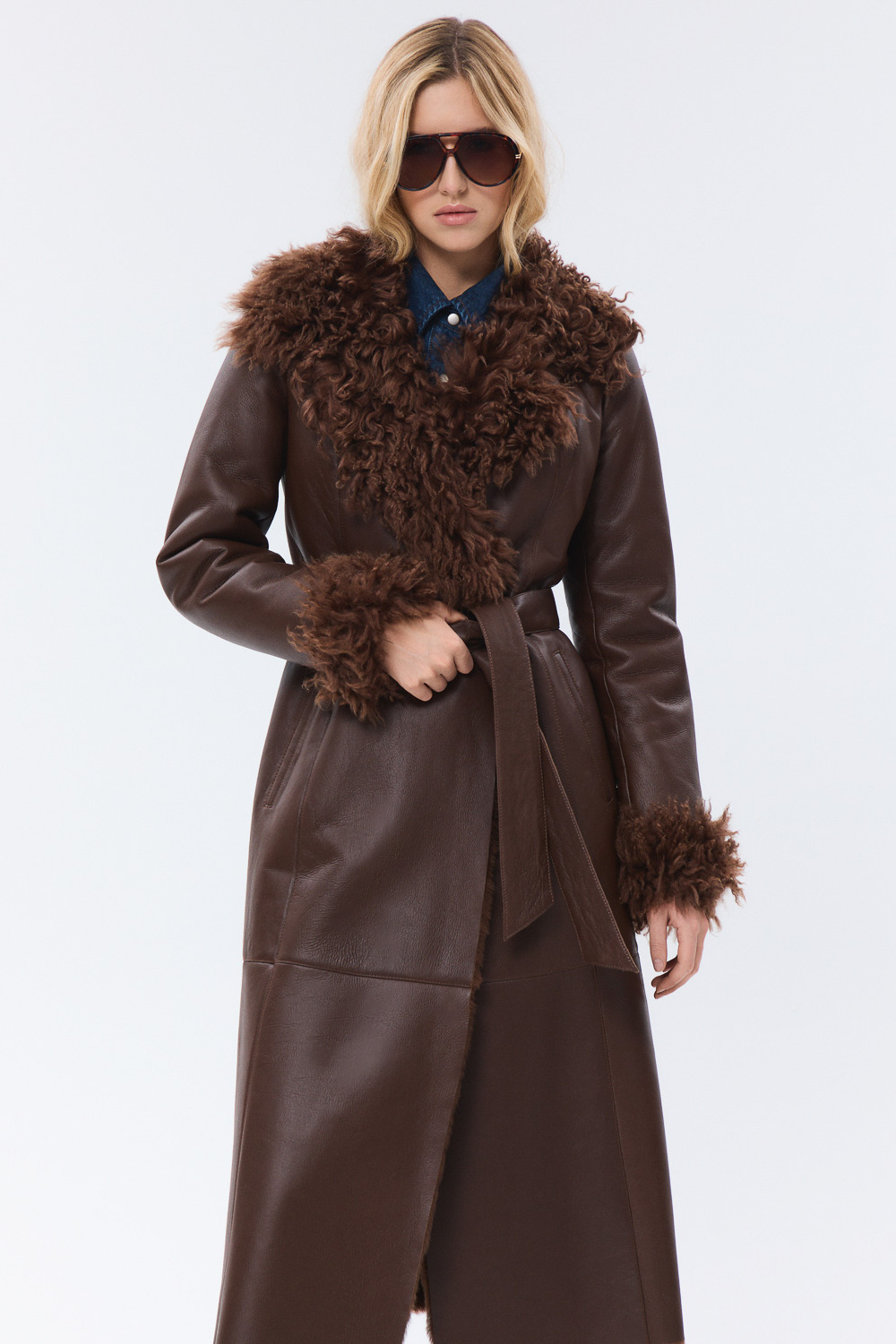 Дубленка из овчины с поясом Снежная королева collection 793737003