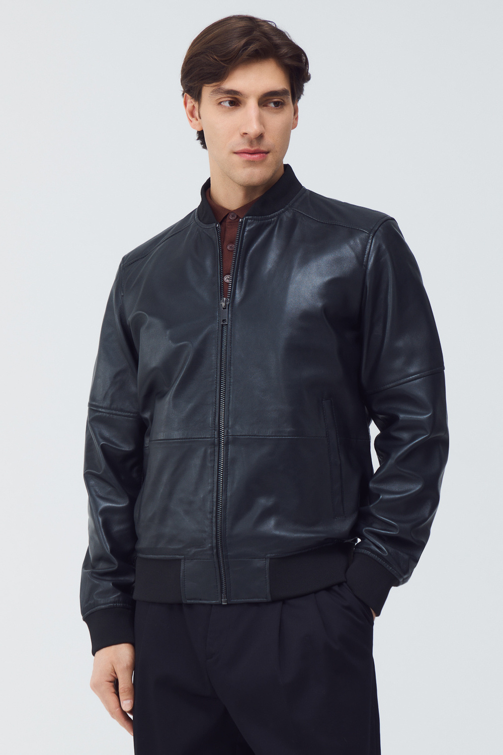 Бомбер из натуральной кожи Urban Fashion For Men 800675003 Черный