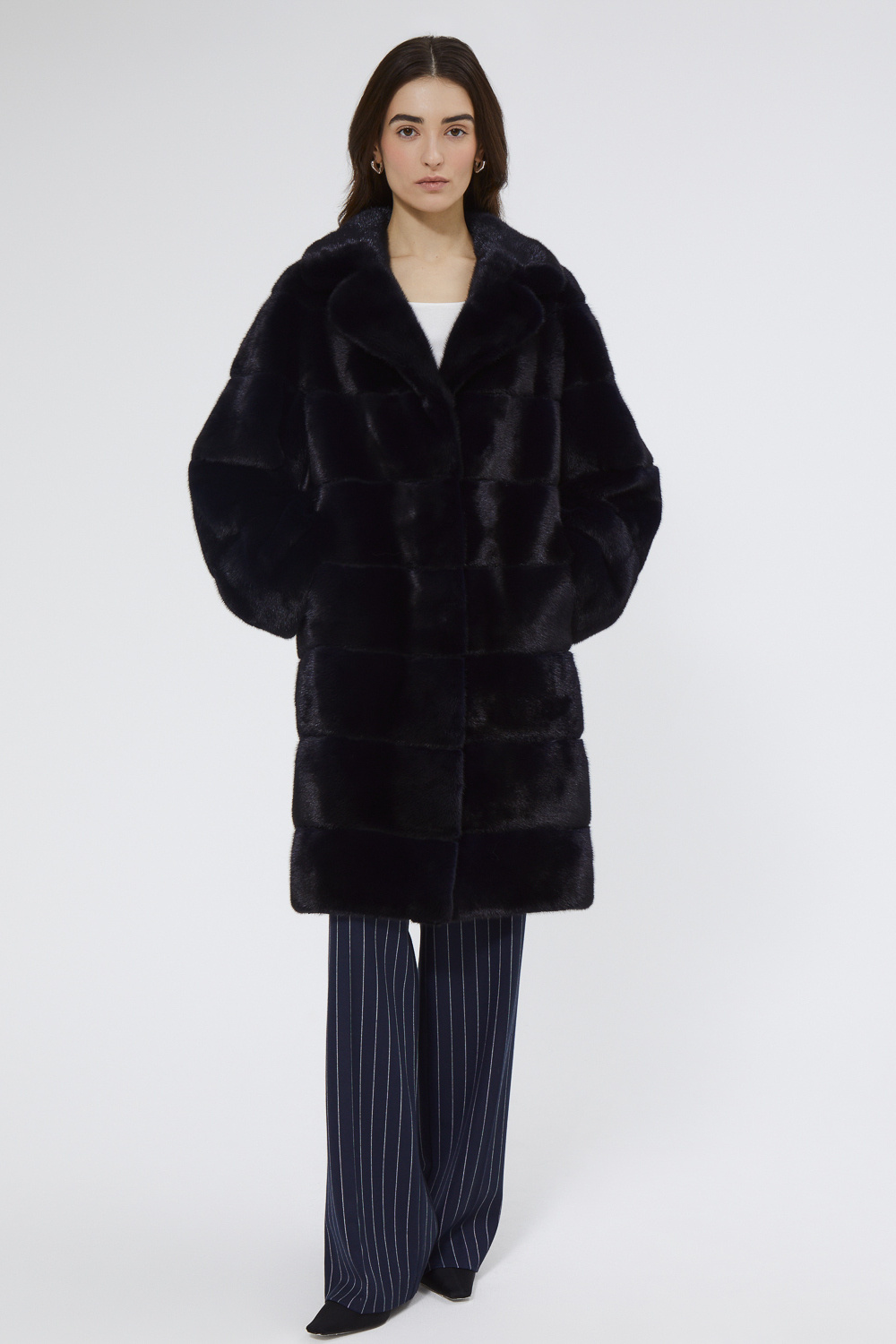 Шуба из аукционного меха норки Saga Furs Vericci 795522003 Синий