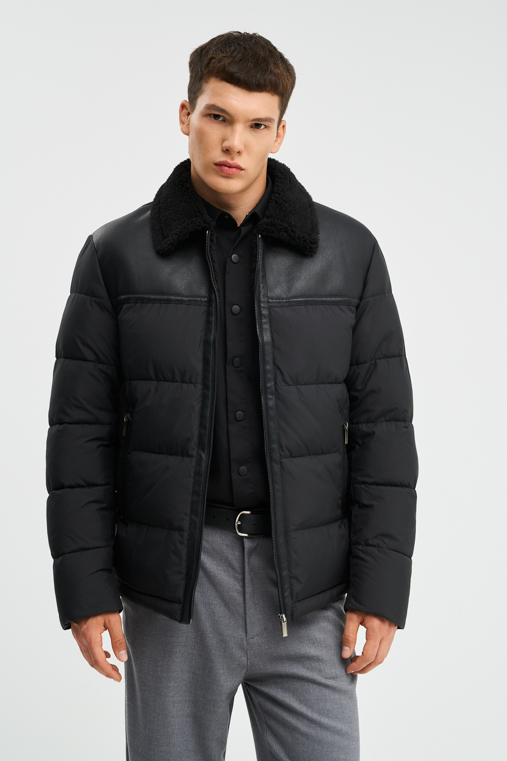 Зимняя куртка с меховой отделкой Urban Fashion For Men 777126003 Черный