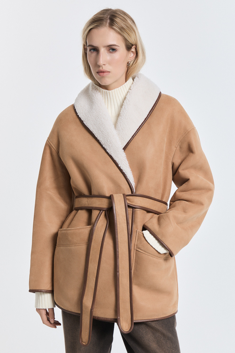 Дубленка из овчины с поясом Снежная королева collection 793744003 Рыжий