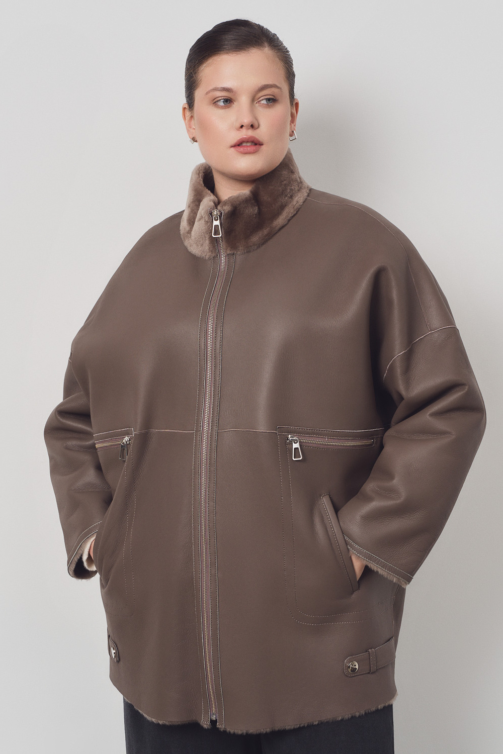 Дубленка из овчины Снежная королева collection 794595003 Серый