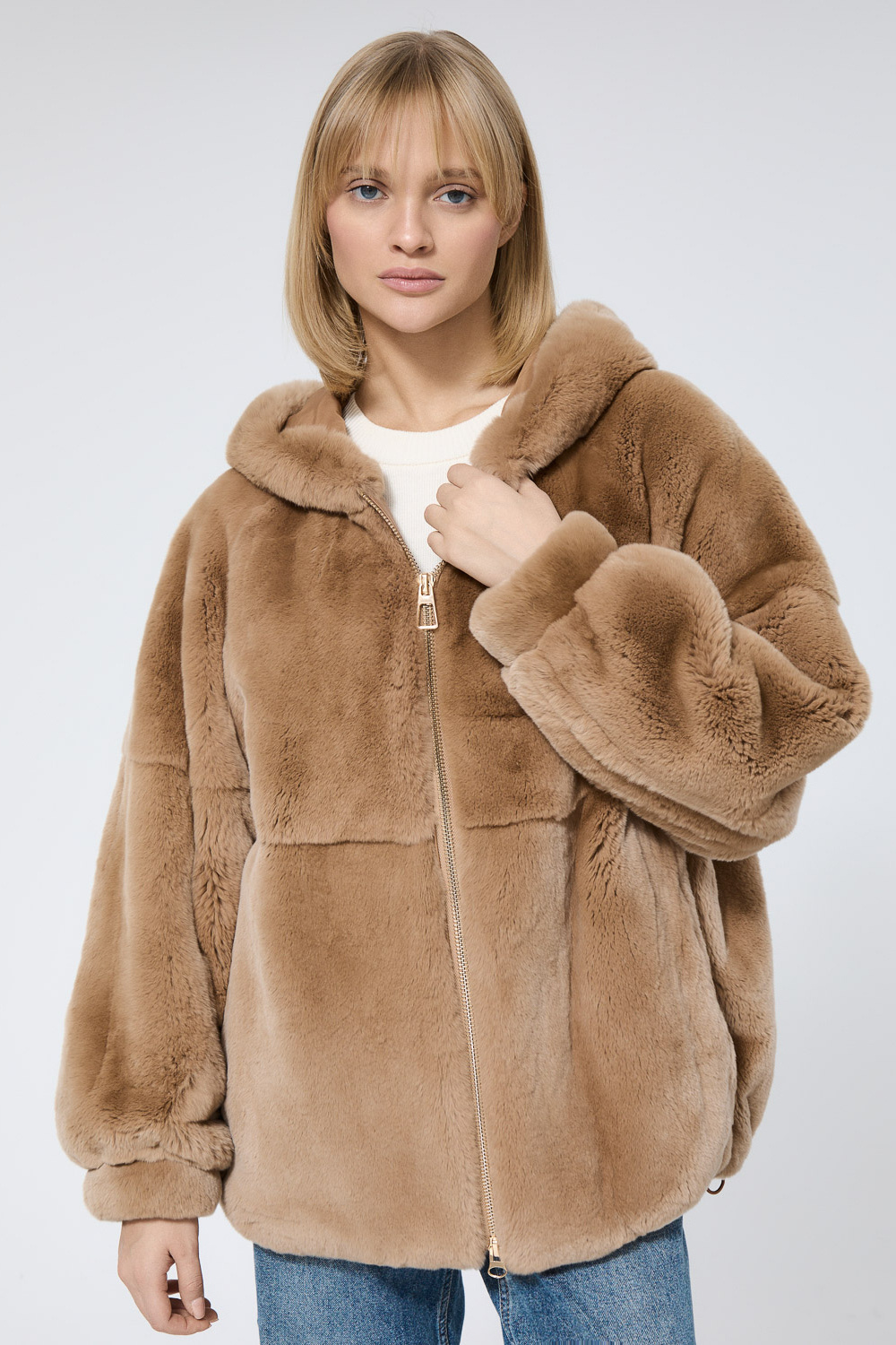 Шуба из меха кролика Снежная королева collection 780387003 Коричневый