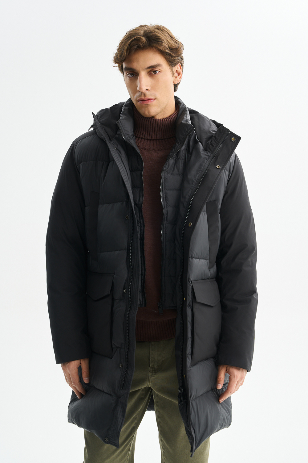 Комбинированная зимняя куртка с капюшоном Urban Fashion For Men 776012003 Черный