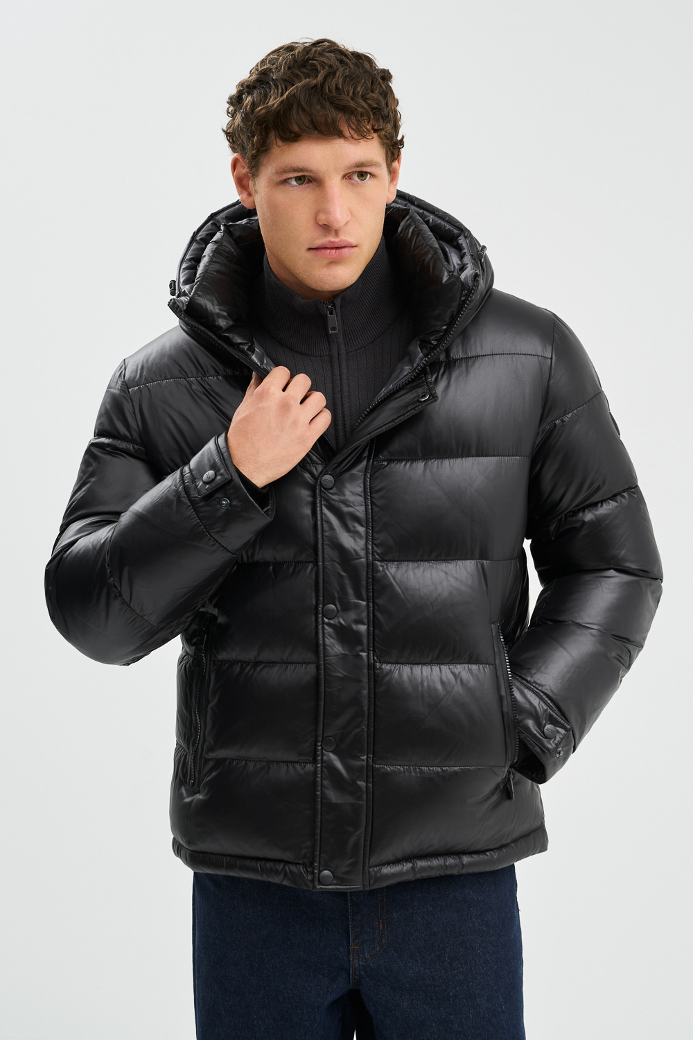Зимняя куртка с трикотажной вставкой Urban Fashion For Men 776112003 Черный