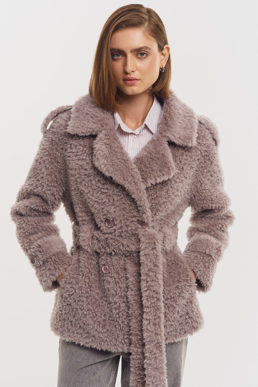 Шуба из шерсти Снежная королева collection 787435003 Коричневый