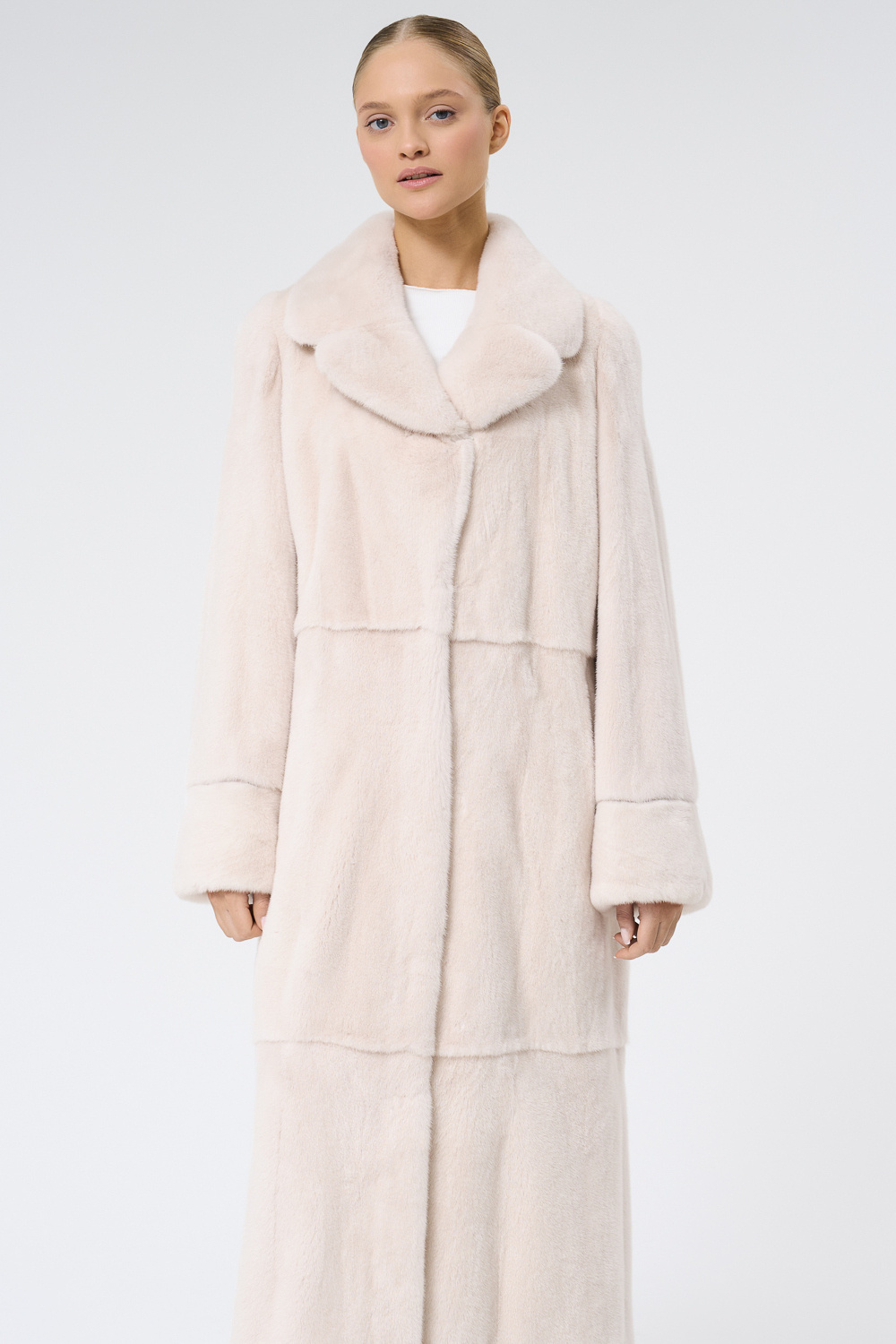 Шуба из аукционного меха норки Kopenhagen Fur Burgundy Снежная Королева 789198003 Молочный