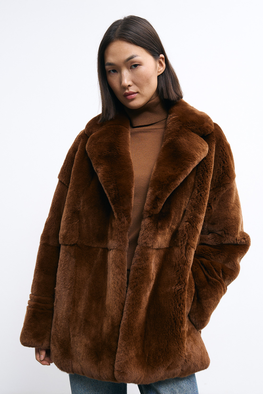 Шуба из меха кролика Снежная королева collection 796504003 Коричневый