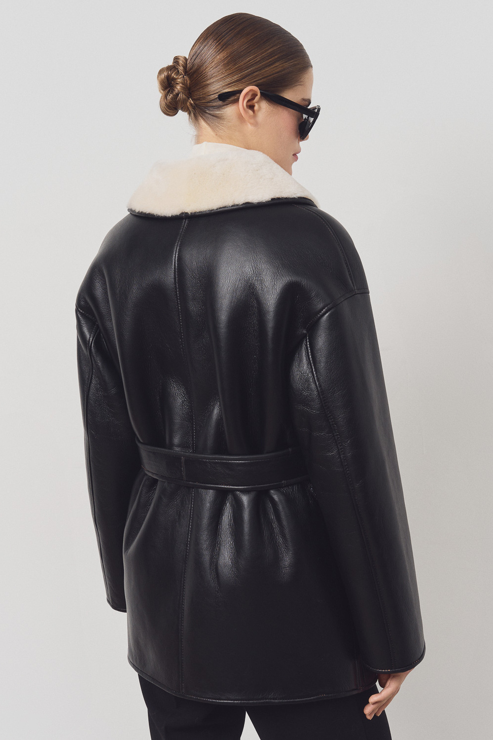 Дубленка из овчины с поясом 793720003