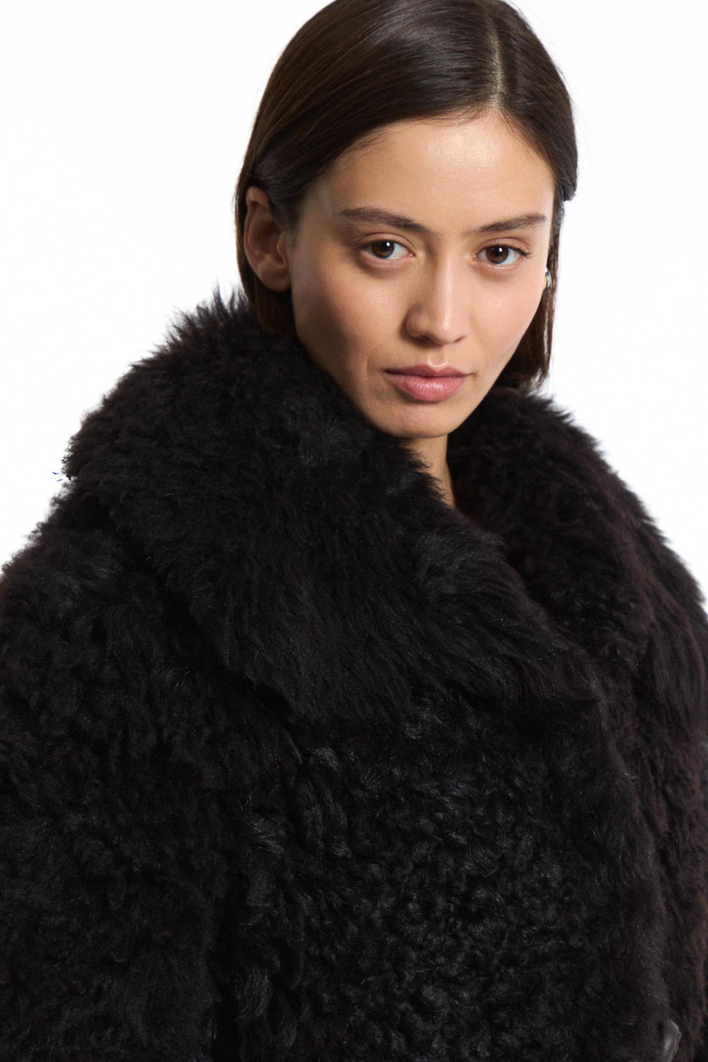 Шуба из овчины с поясом Снежная королева collection 795738003 Коричневый