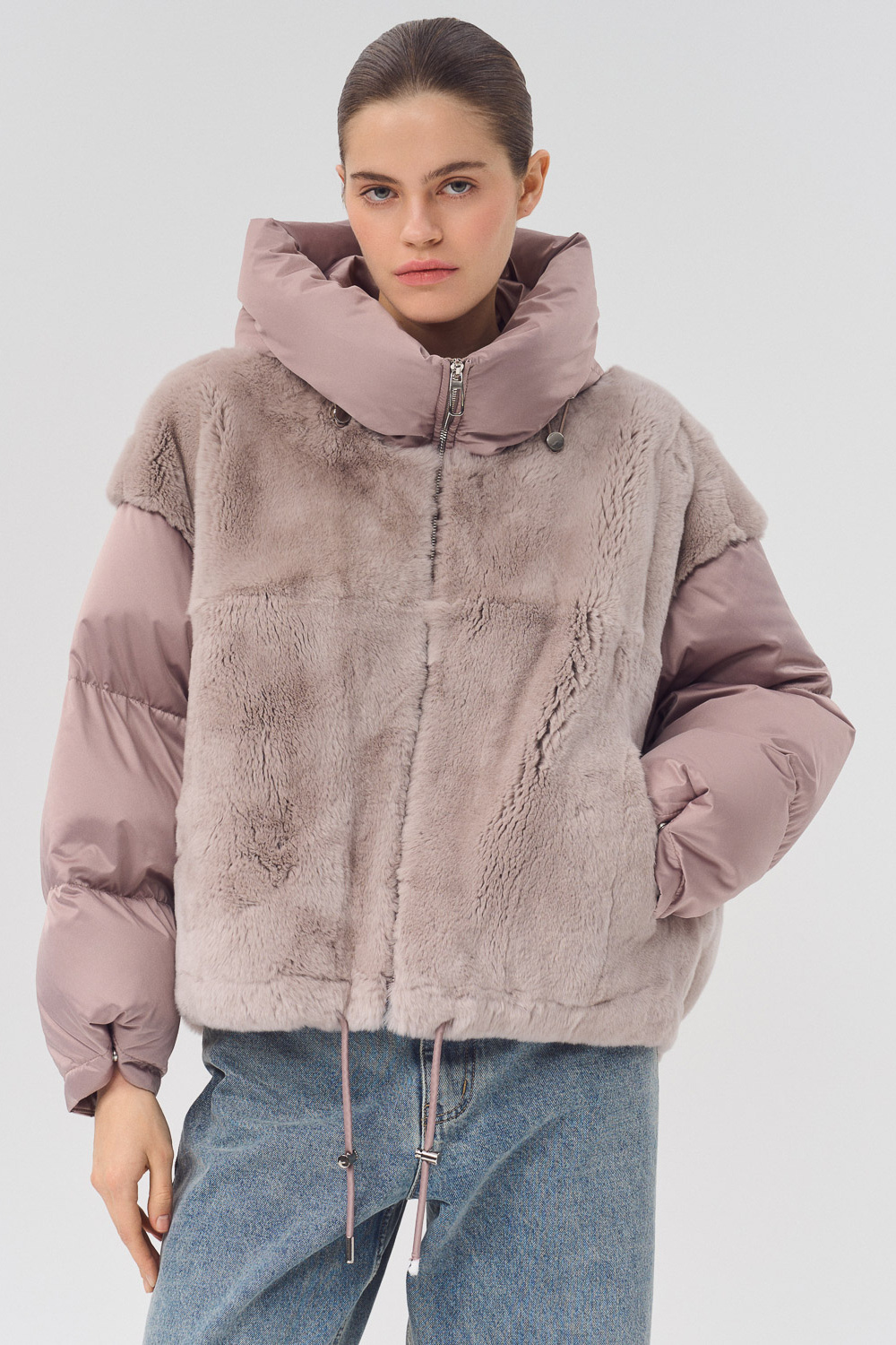 Комбинированная куртка из меха кролика Снежная королева collection 796824003