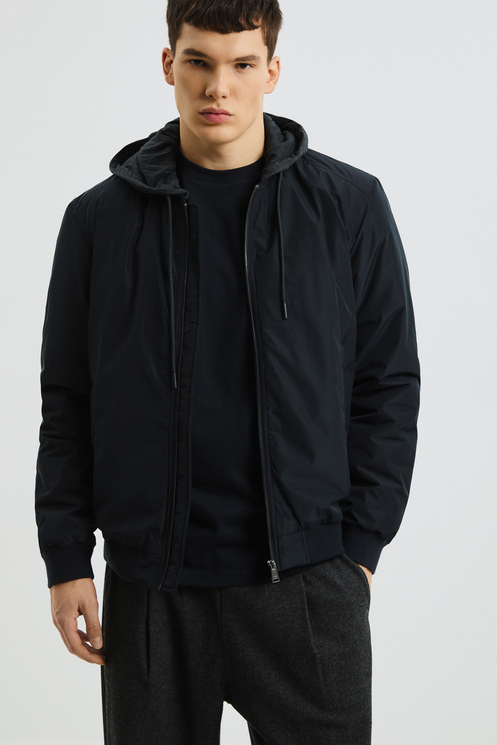 Утепленный бомбер с капюшоном Urban Fashion For Men 809871003 Синий