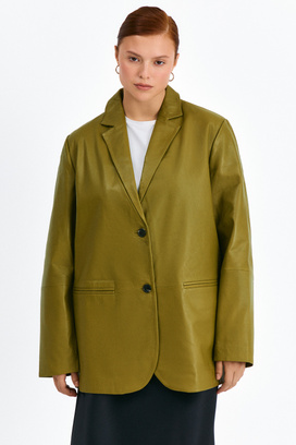 Куртка-пиджак из натуральной кожи Снежная королева collection 773196003 Зеленый