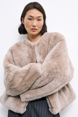 Шуба из меха кролика Снежная королева collection 782946003 Бежевый