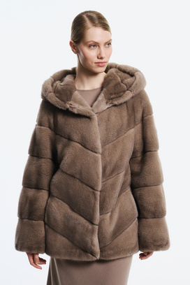 Шуба из аукционного меха норки Kopenhagen Fur Burgundy Снежная Королева 767382003 Серый