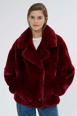 Шуба из меха кролика Снежная королева collection 782938003 Бордовый