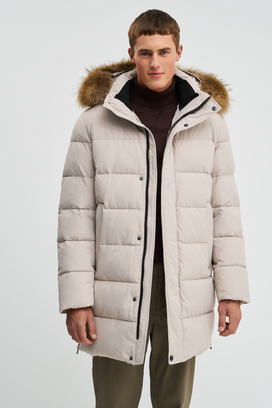 Удлиненная зимняя куртка с капюшоном Urban Fashion For Men 787389003 Молочный
