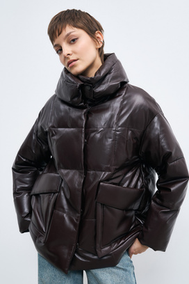 Утепленная куртка из натуральной кожи Снежная королева collection 778452003 Коричневый