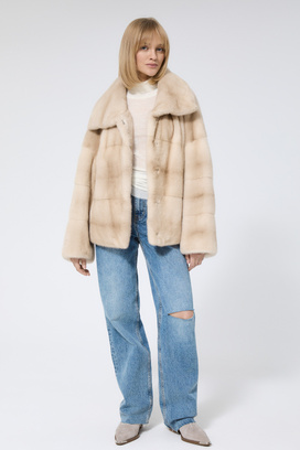 Шуба из аукционного меха норки Kopenhagen Fur Burgundy Снежная Королева 775240003 Желтый