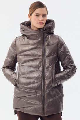 Утепленная куртка из натуральной кожи Снежная королева collection 776283003 Коричневый