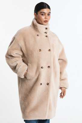 Шуба из шерсти Снежная королева collection 790359003 Бежевый