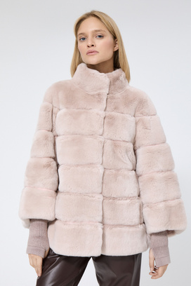 Шуба из меха кролика Снежная королева collection 792389003 Розовый