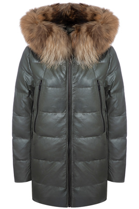 Утепленное пальто из натуральной кожи 776262003