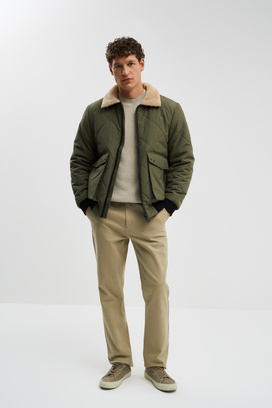 Утепленный бомбер с меховой отделкой Urban Fashion For Men
