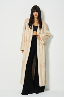 Пальто из аукционного меха норки Kopenhagen Fur Burgundy Снежная Королева. Limited Edition 826724003 Бежевый