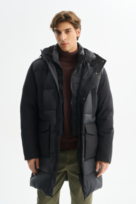 Комбинированная зимняя куртка с капюшоном Urban Fashion For Men 776012003 Черный
