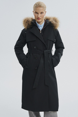 Зимнее пальто с капюшоном Снежная Королева boutique 774087003 Черный