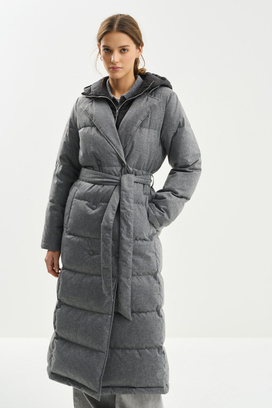 Пуховик с поясом Снежная королева collection 774089003 Серый