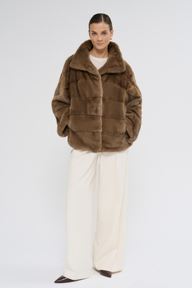 Шуба из аукционного меха норки Saga Furs Vericci 795513003 Коричневый