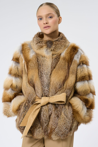Шуба из меха лисы с поясом Fur_avenue 799467003